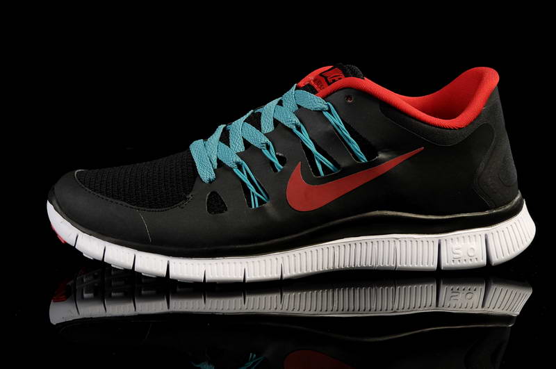 Nike Free Run 5.0 V2 Mens Running Shoes New Breathable Black Red (4)